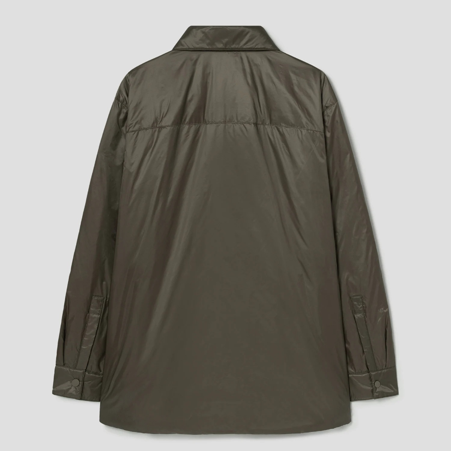 Theory Women Polished Nylon Pocket Shirt Puffer - Dark Khaki