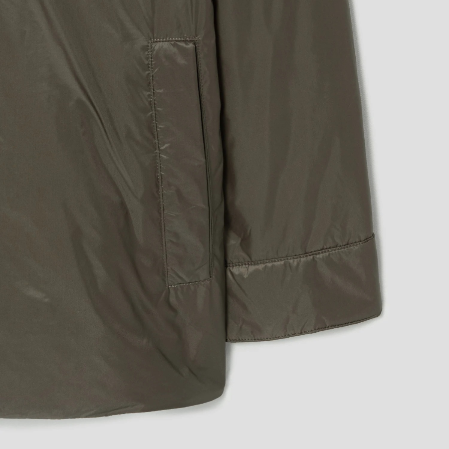 Theory Women Polished Nylon Pocket Shirt Puffer - Dark Khaki