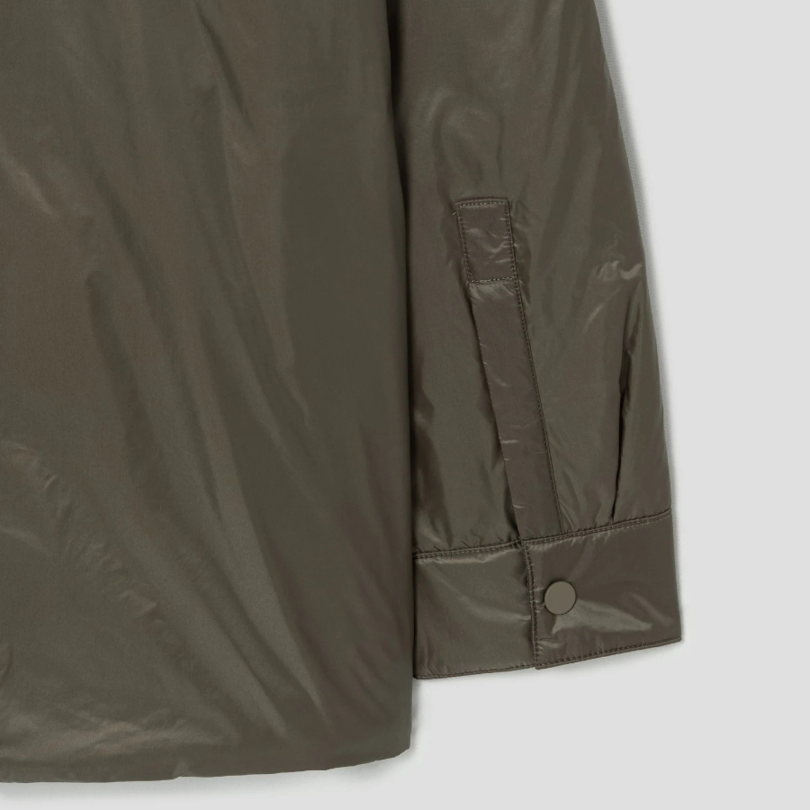 Theory Women Polished Nylon Pocket Shirt Puffer - Dark Khaki