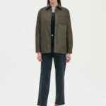 Theory Women Polished Nylon Pocket Shirt Puffer - Dark Khaki