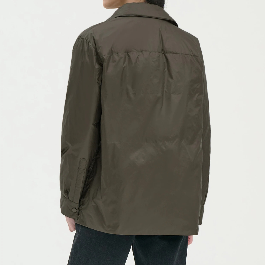 Theory Women Polished Nylon Pocket Shirt Puffer - Dark Khaki