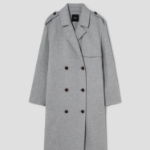 Theory Women Double Wool-Cashmere Double Overcoat — Light Grey Melange