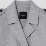Theory Women Double Wool-Cashmere Double Overcoat — Light Grey Melange