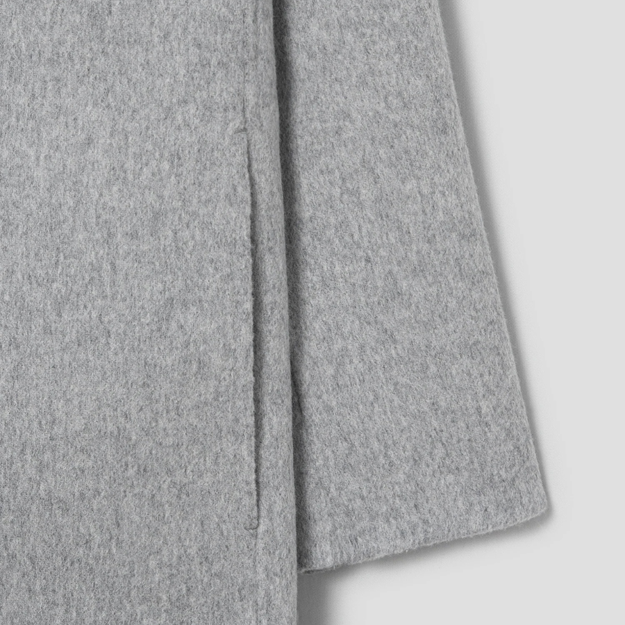 Theory Women Double Wool-Cashmere Double Overcoat — Light Grey Melange