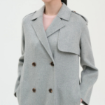 Theory Women Double Wool-Cashmere Double Overcoat — Light Grey Melange