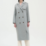 Theory Women Double Wool-Cashmere Double Overcoat — Light Grey Melange