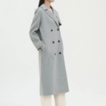 Theory Women Double Wool-Cashmere Double Overcoat — Light Grey Melange