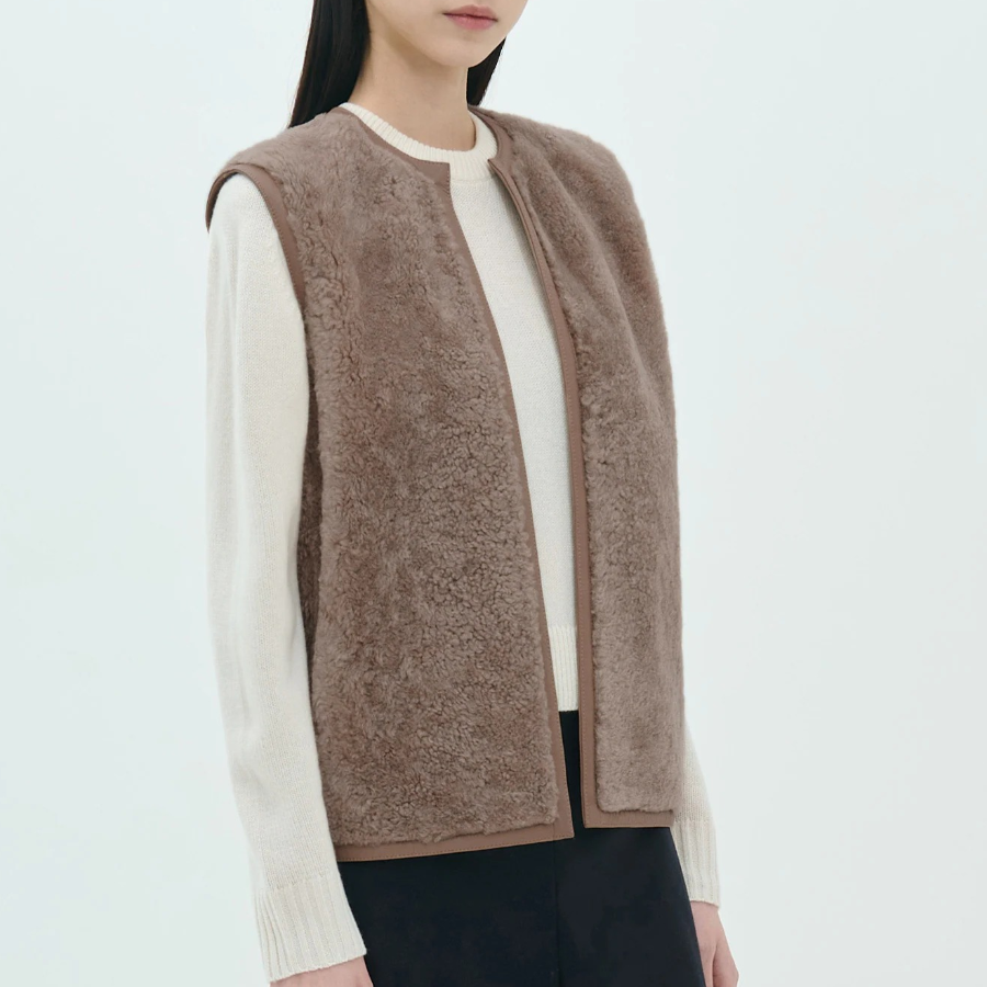 Theory Women Curl Shearling Vest - Yellowish Brown