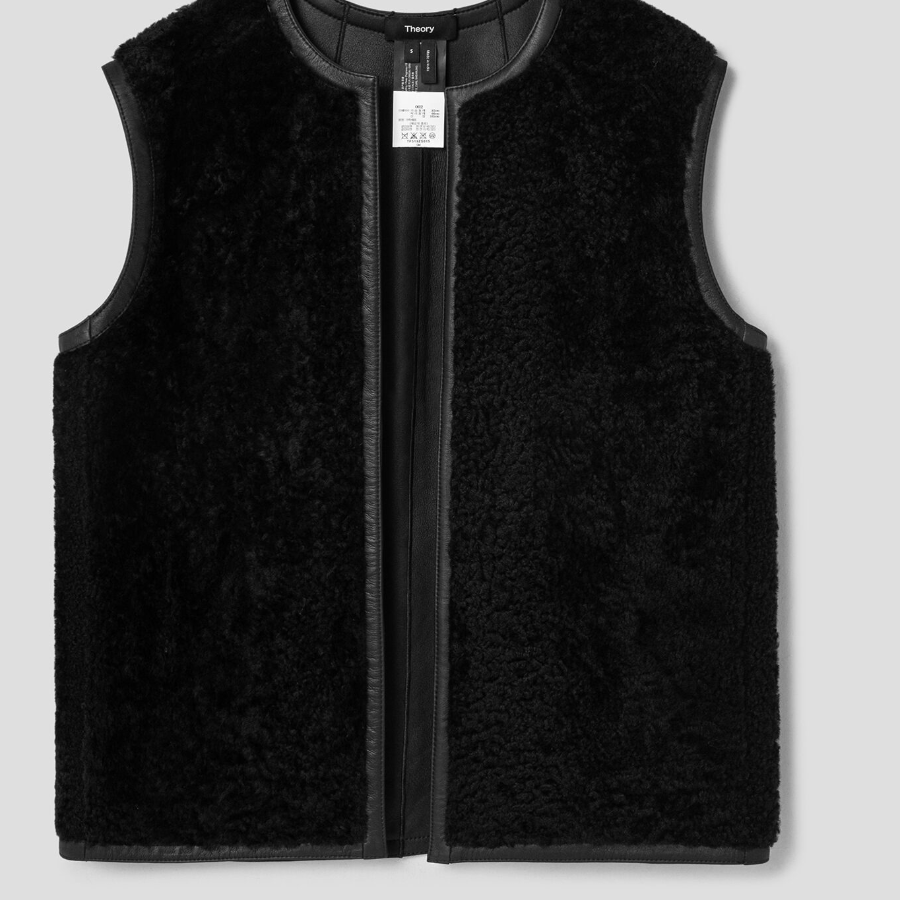 Theory Women Curl Shearling Vest - Black