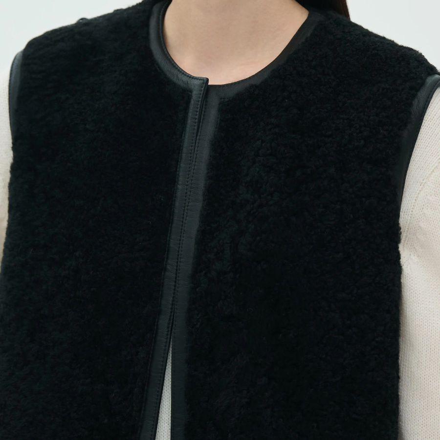 Theory Women Curl Shearling Vest - Black