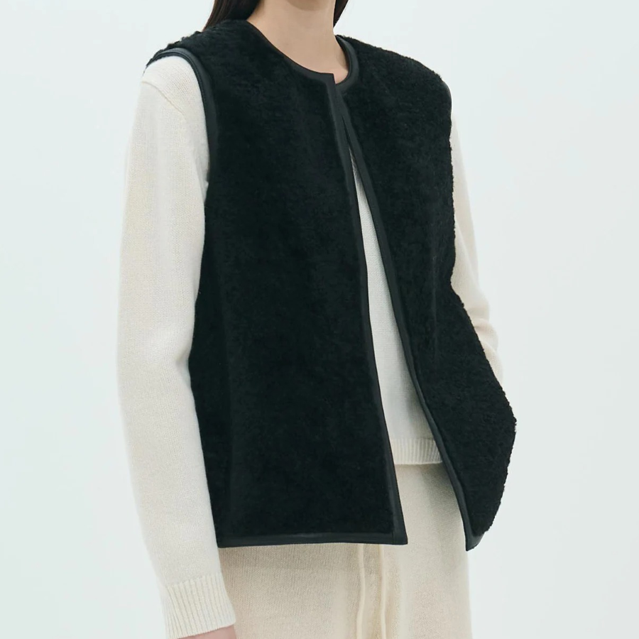 Theory Women Curl Shearling Vest - Black