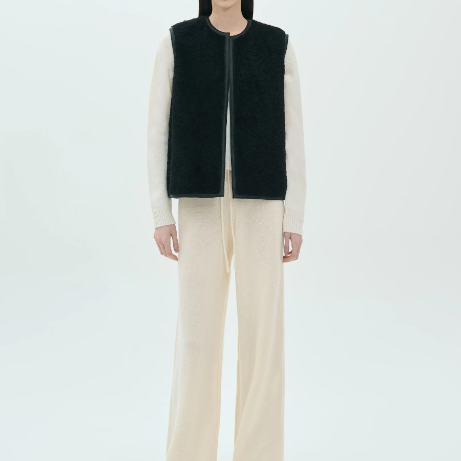 Theory Women Curl Shearling Vest - Black