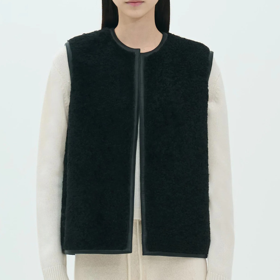 Theory Women Curl Shearling Vest - Black