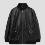Theory Women Point Nappa Oversized Flight Jacket - Black