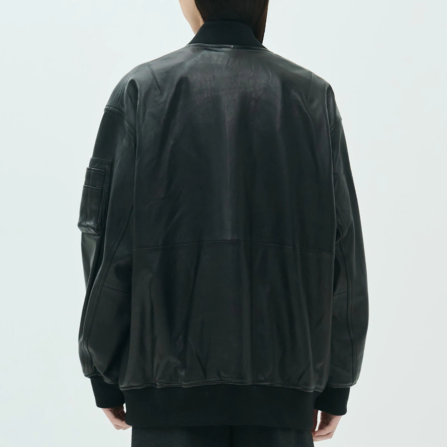 Theory Women Point Nappa Oversized Flight Jacket - Black