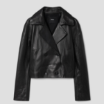 Theory Women Point Nappa Oversized Crop Trench - Black