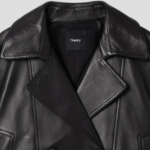 Theory Women Point Nappa Oversized Crop Trench - Black