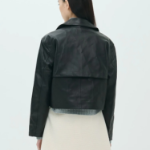 Theory Women Point Nappa Oversized Crop Trench - Black