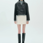 Theory Women Point Nappa Oversized Crop Trench - Black