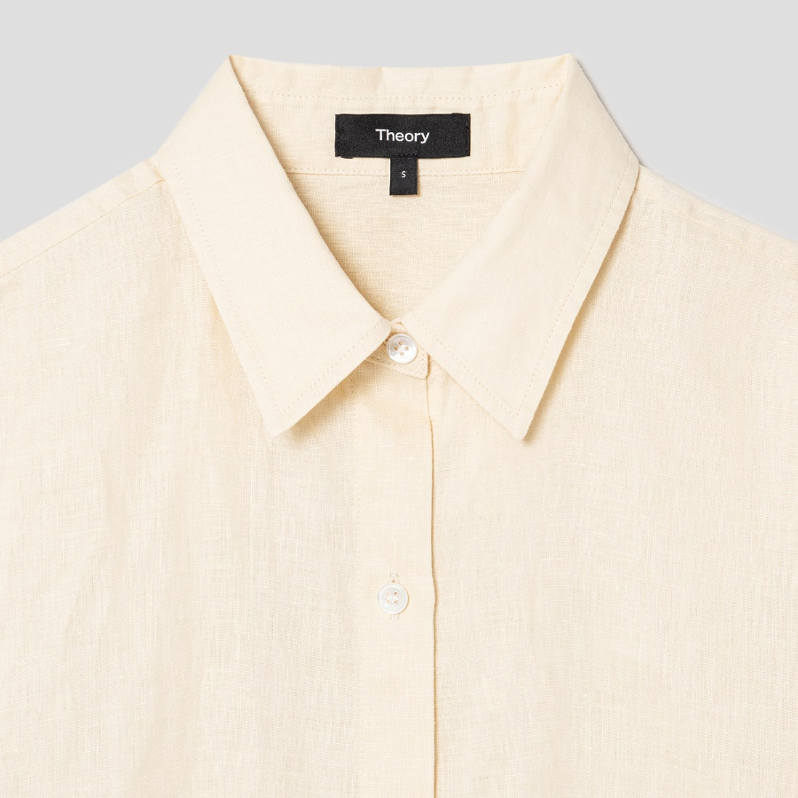 Theory Women Relaxed Linen Boyfriend Shirt - Light Linen