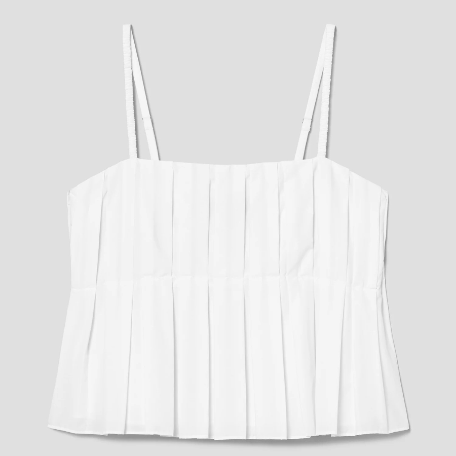 Theory Women Soft Lawn Pleats Camisole Top - White