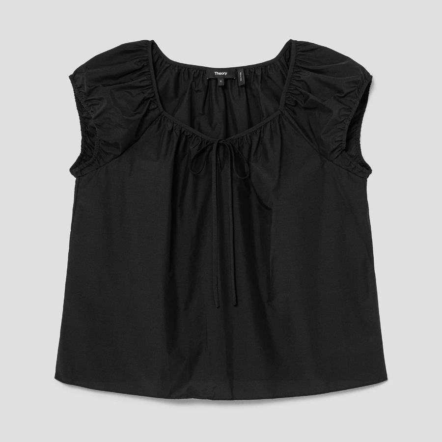 Theory Women Soft Lawn Easy Tie Blouse - Black