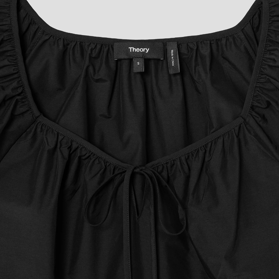 Theory Women Soft Lawn Easy Tie Blouse - Black