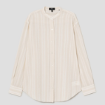 Theory Women Striped Gauze Boyfriend Shirt Ivory Multi