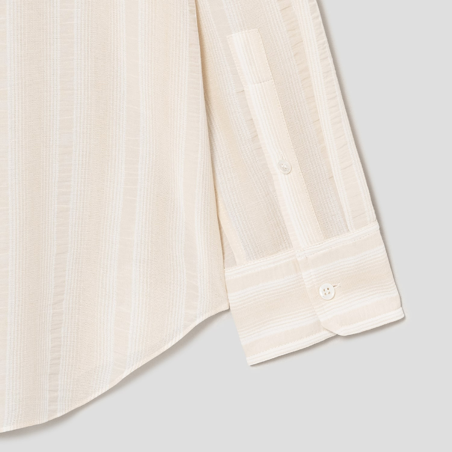 Theory Women Striped Gauze Boyfriend Shirt Ivory Multi