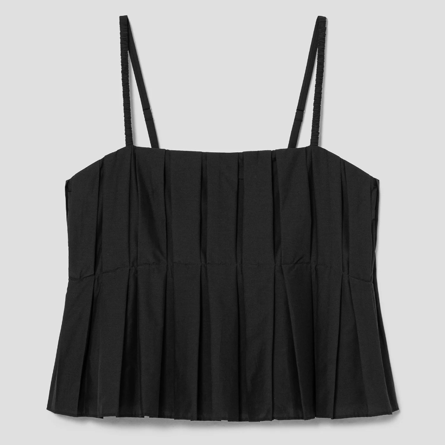 Theory Women Soft Lawn Pleats Camisole Top - Black