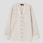 Theory Women Lightweight Wool Oversized Pocket Shirt - Sand