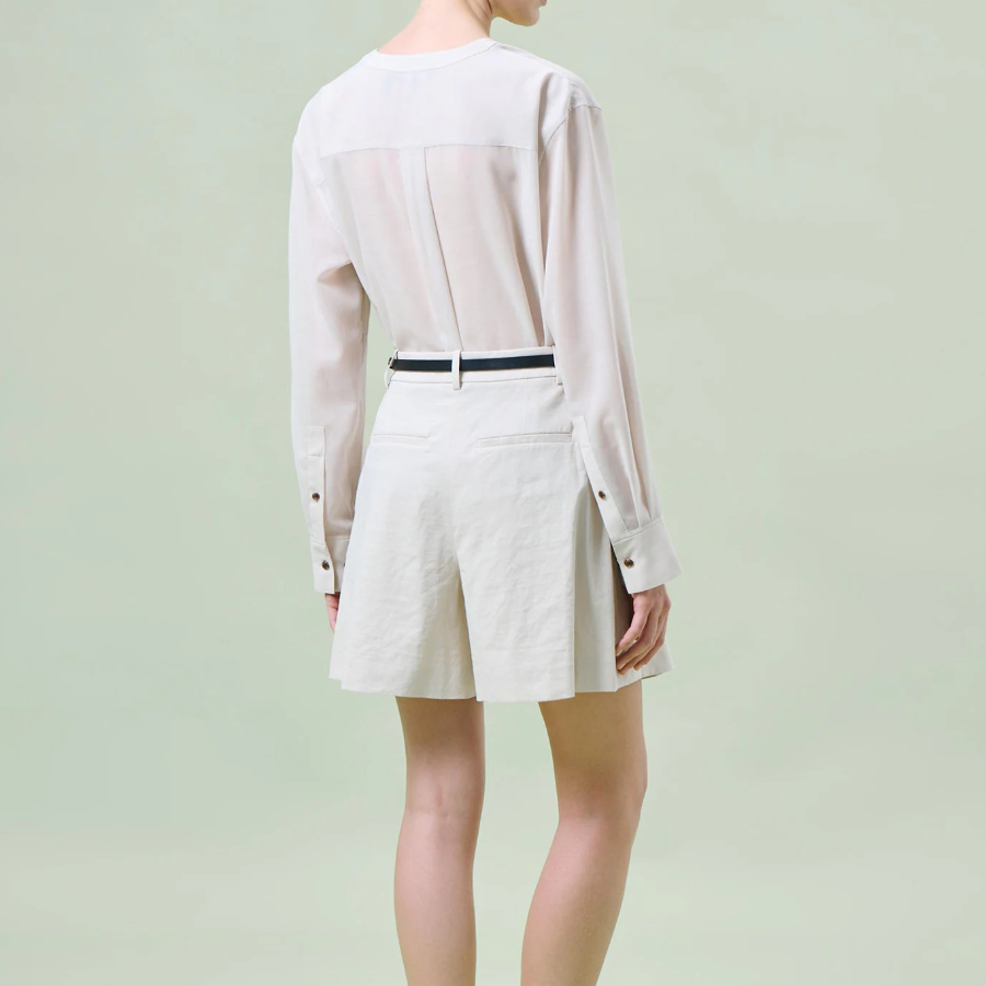 Theory Women Lightweight Wool Oversized Pocket Shirt - Sand