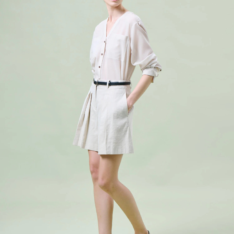 Theory Women Lightweight Wool Oversized Pocket Shirt - Sand