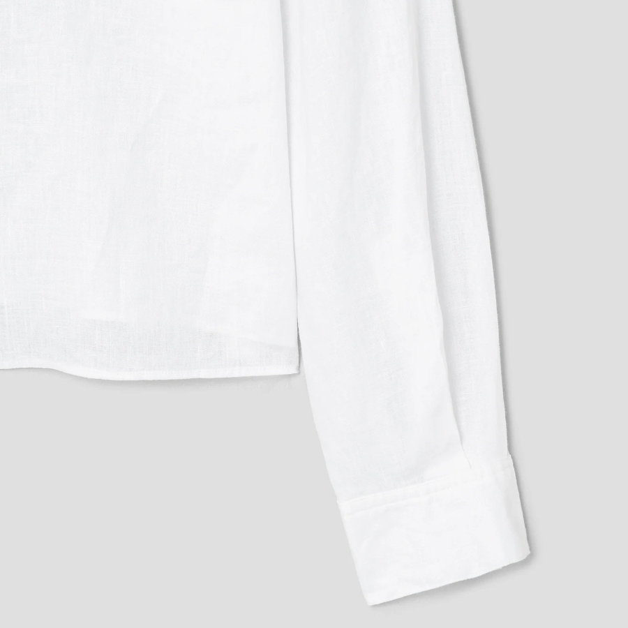 Theory Women Relaxed Linen Curve Sleeve Shirt - White