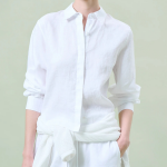Theory Women Relaxed Linen Curve Sleeve Shirt - White