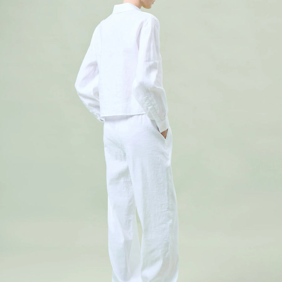 Theory Women Relaxed Linen Curve Sleeve Shirt - White