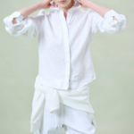 Theory Women Relaxed Linen Curve Sleeve Shirt - White