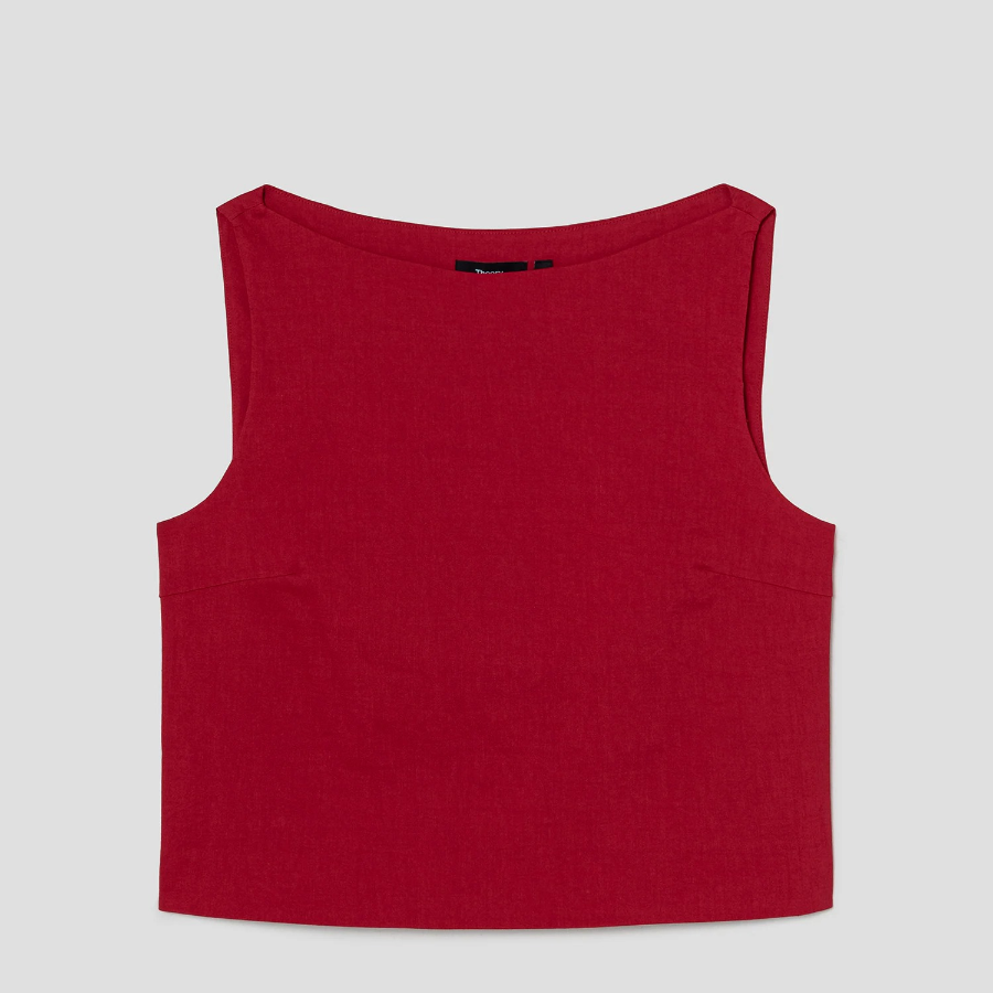 Theory Women Good Crunch Bateau Neck Top - Cherry