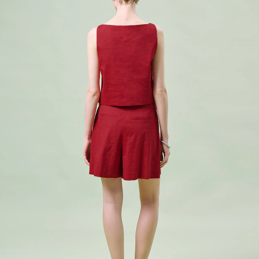 Theory Women Good Crunch Bateau Neck Top - Cherry