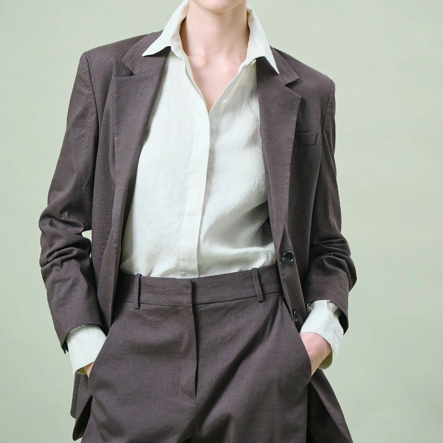 Theory Women Relaxed Linen Curve Sleeve Shirt - Aloe