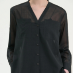 Theory Women Lightweight Wool Oversized Pocket Shirt - Black
