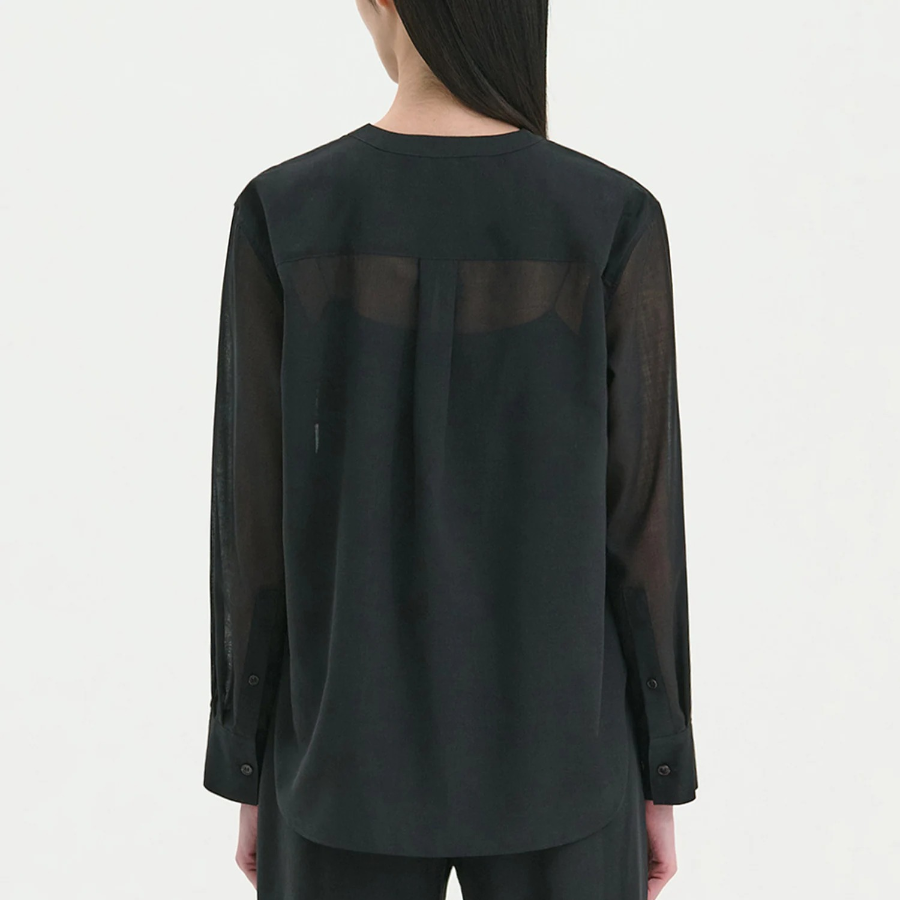 Theory Women Lightweight Wool Oversized Pocket Shirt - Black