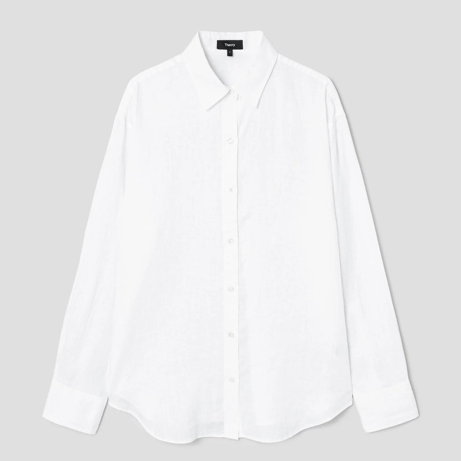 Theory Women Relaxed Linen Boyfriend Shirt - White
