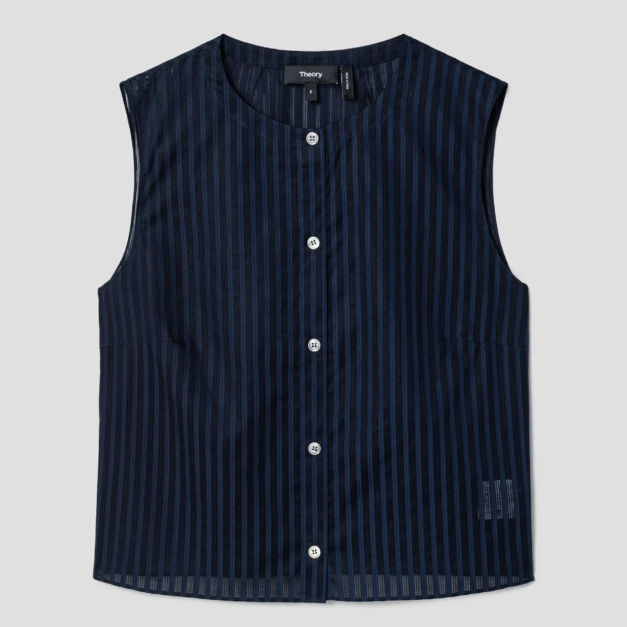 Theory Women Linear Cotton Shell - Nocturne Navy