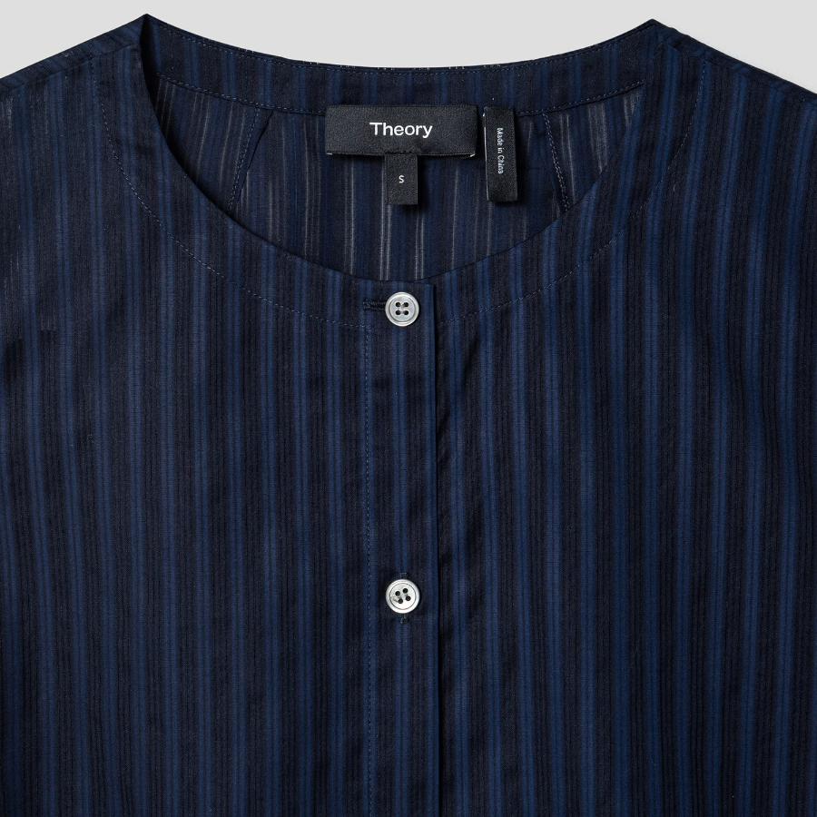 Theory Women Linear Cotton Shell - Nocturne Navy