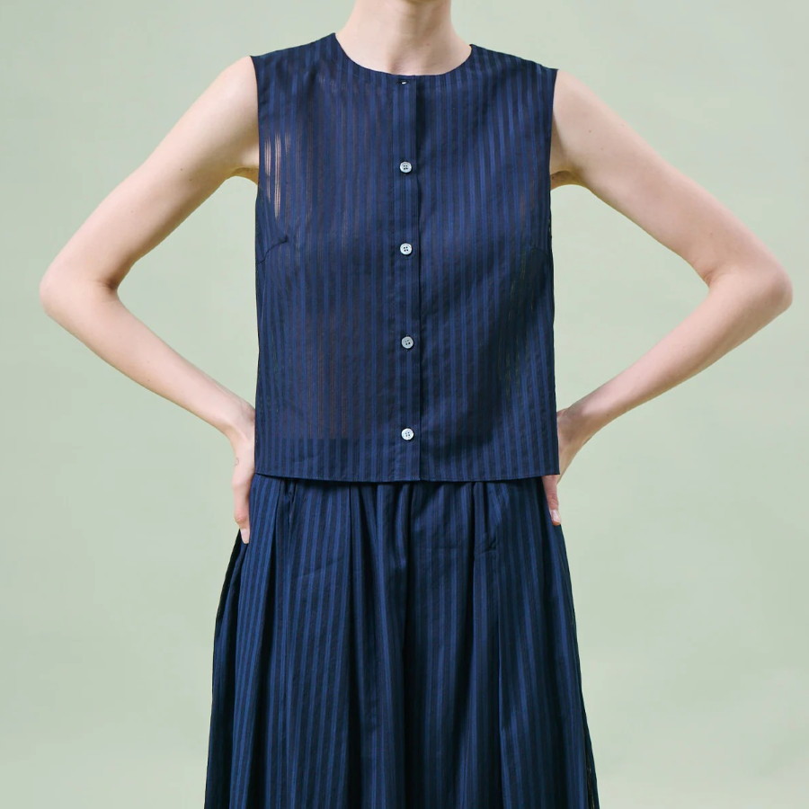 Theory Women Linear Cotton Shell - Nocturne Navy