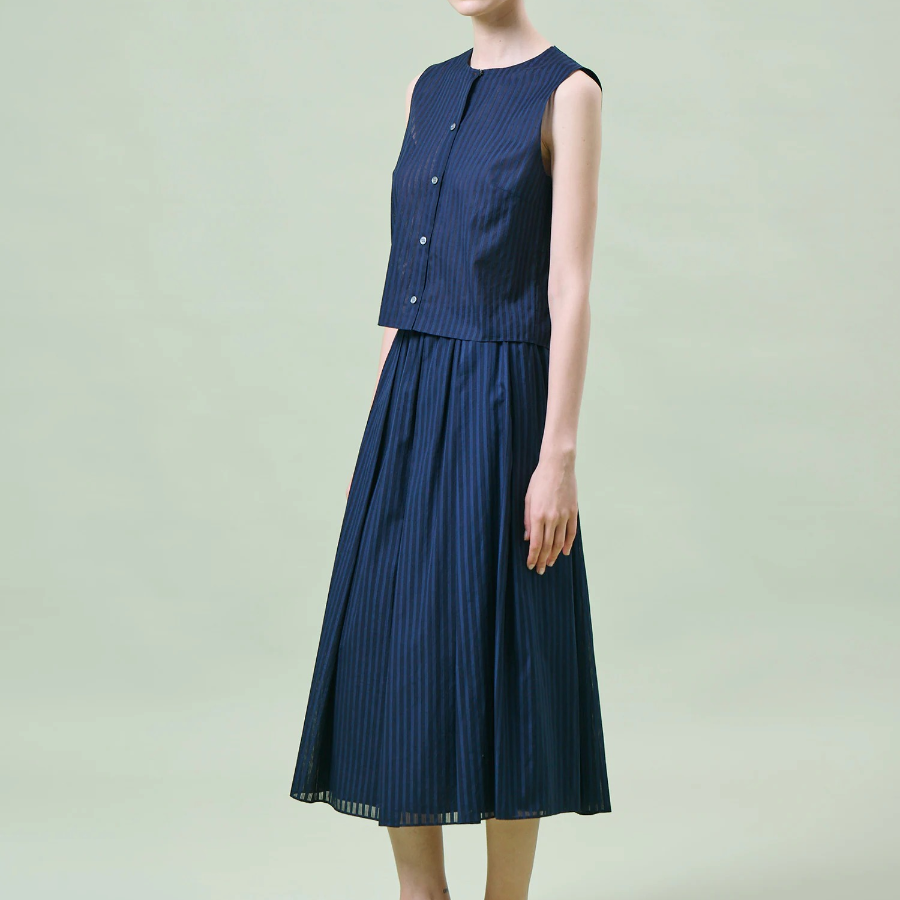 Theory Women Linear Cotton Shell - Nocturne Navy