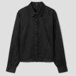 Theory Women Relaxed Linen Curve Sleeve Shirt - Black