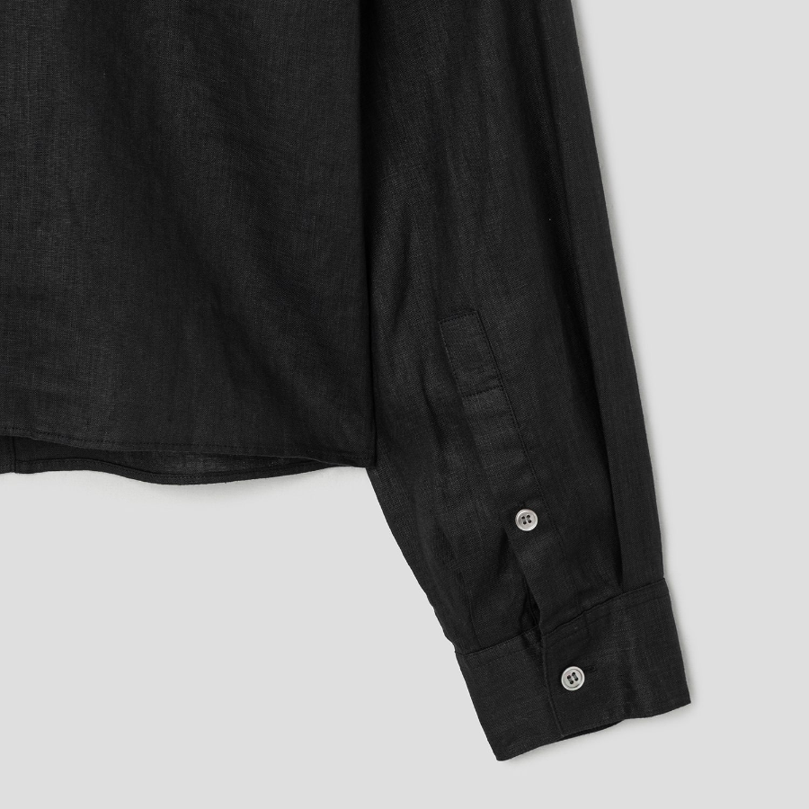 Theory Women Relaxed Linen Curve Sleeve Shirt - Black