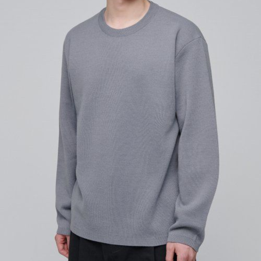 Minimal Crew Neck Knit — Purple Gray